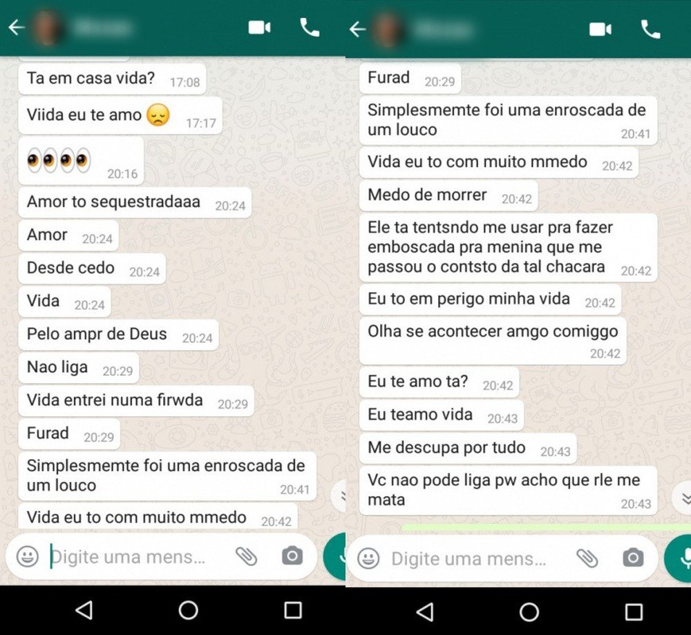 Jovem é sequestrada por ex de amiga e pede socorro por mensagem 7 Jovem é sequestrada por ex de amiga e pede socorro por mensagem