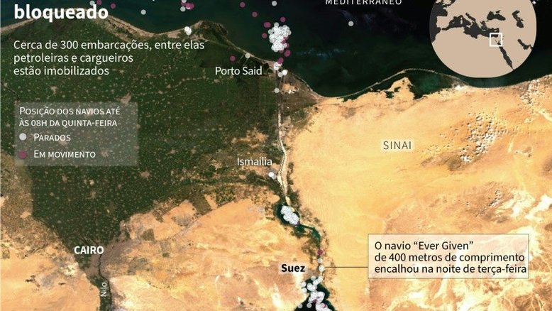 Móveis, ovelhas e petróleo: a carga variada bloqueada no Canal de Suez