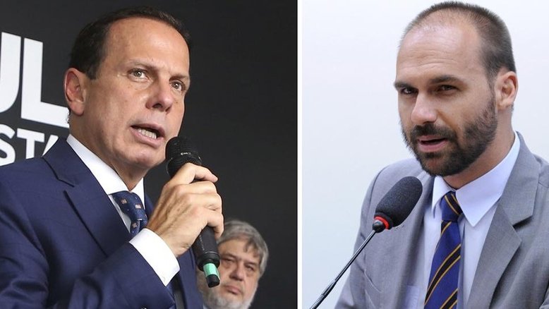 "Vou te vacinar também", diz João Doria para Eduardo Bolsonaro