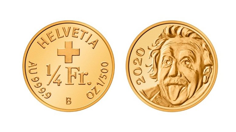 Suíça cria a menor moeda do mundo com a imagem de Einstein mostrando a língua
