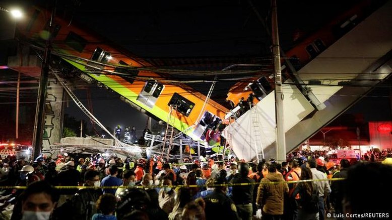 Viaduto de metrô desaba no México e deixa ao menos 20 mortos