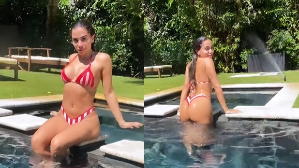 Em mansão de Miami avaliada em R$ 7,9 milhões, Anitta curte dia de piscina com biquíni cavado