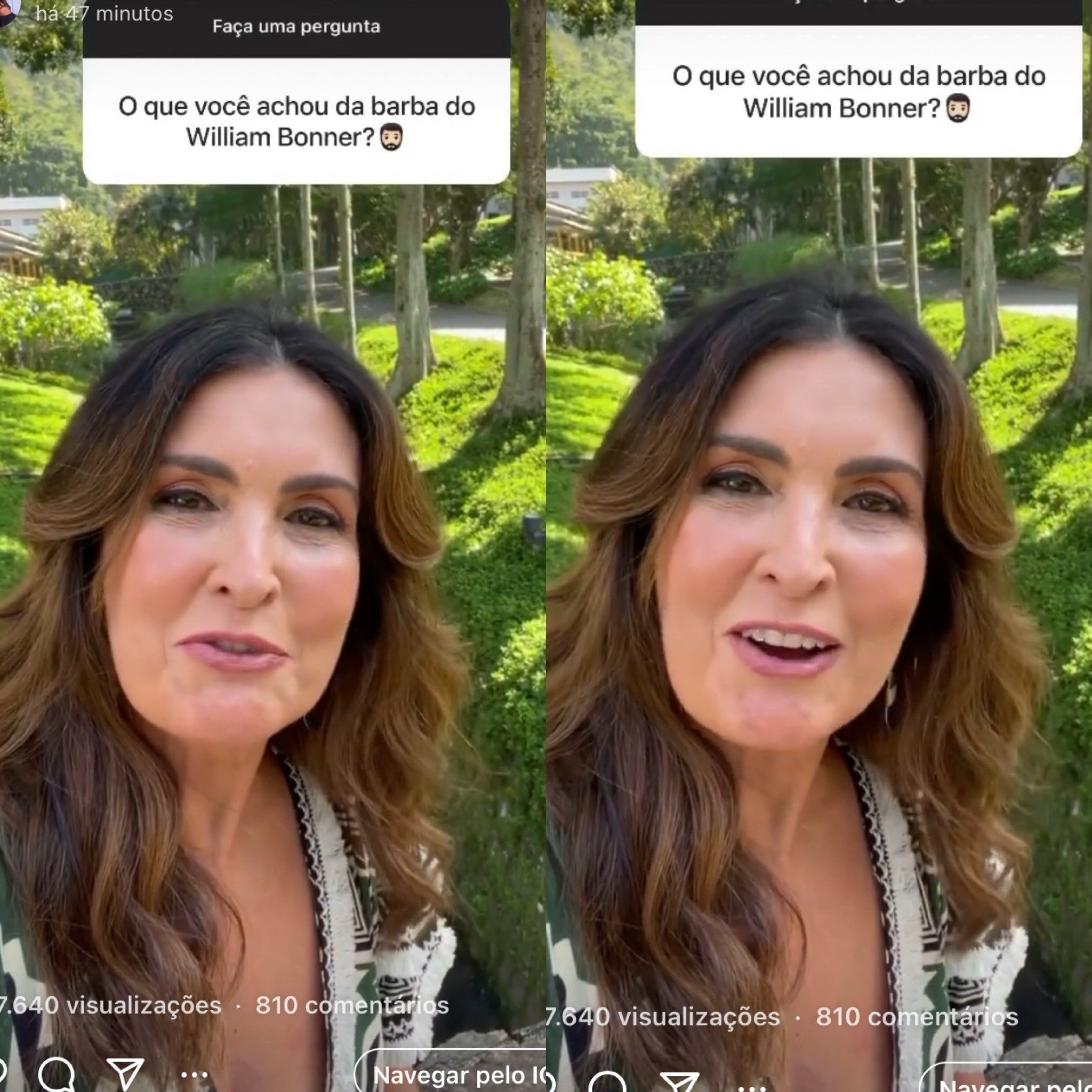 Fátima Bernardes comenta barba do ex-marido, William Bonner, no 'Jornal Nacional'