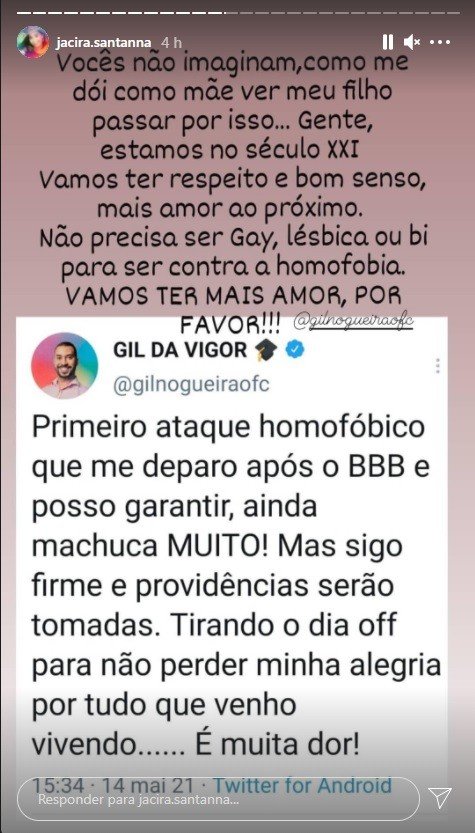 'Dói', lamenta mãe de Gil sobre filho sofrer ataque homofóbico de dirigente do Sport