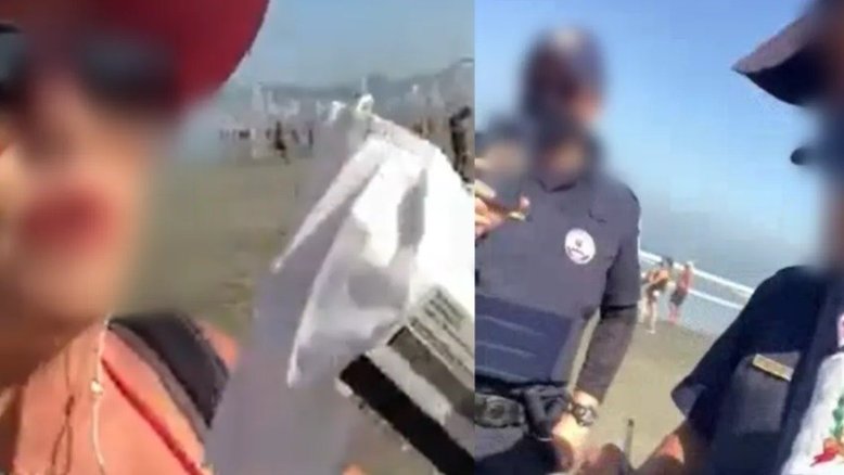 Advogada diz ser contra vacina e detona guarda após se recusar a usar máscara; assista