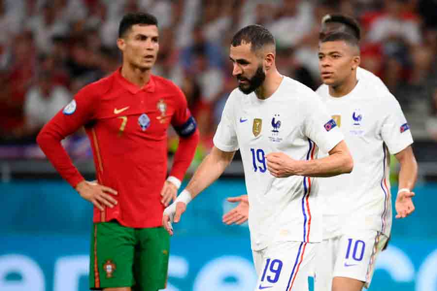 Com gols de Cristiano Ronaldo e Benzema, Portugal e França empatam pelo Grupo F da Eurocopa