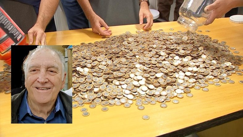 Família doa 70 mil moedas deixadas por idoso que morreu de Covid