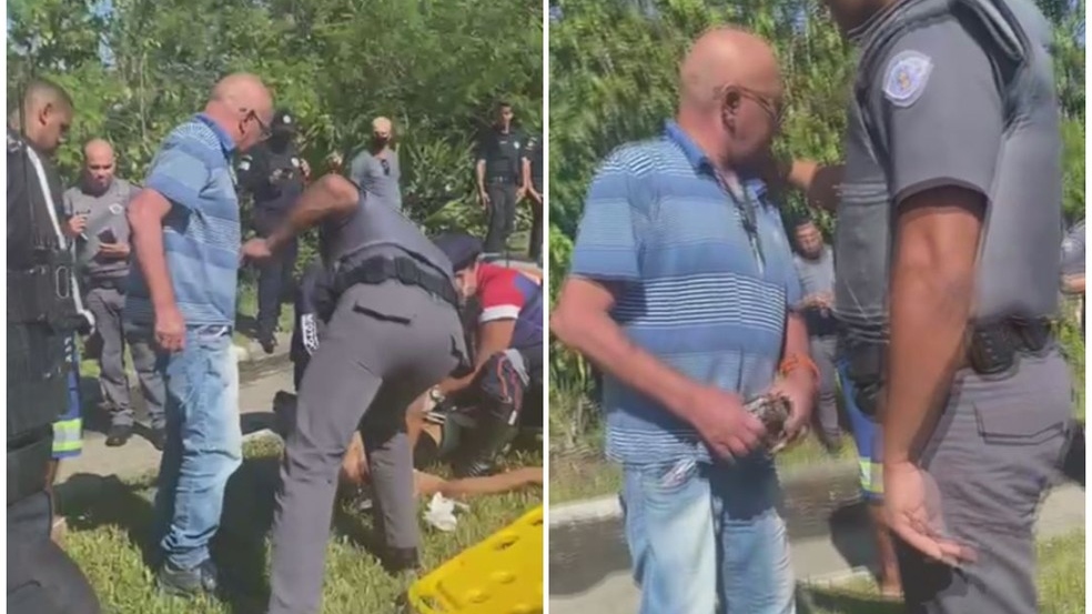 Vídeo: Pai de assaltante se revolta e dá bronca ao ver filho baleado no chão