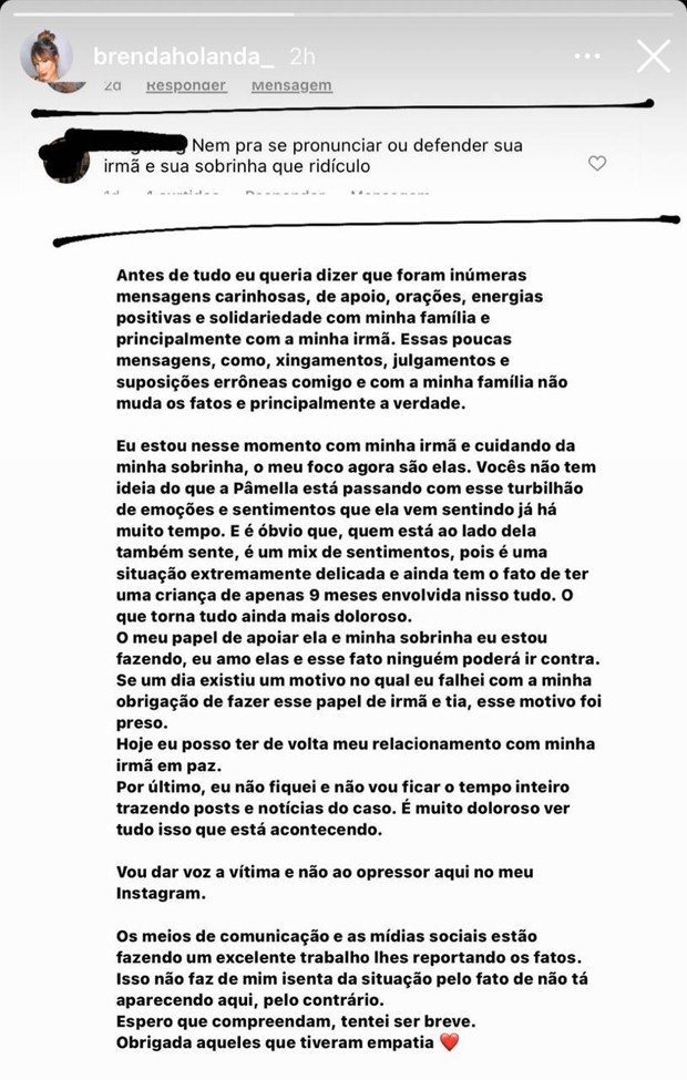 'Posso ter minha irmã em paz', diz irmã de Pamella Holanda sobre prisão de DJ Ivis 4 'Posso ter minha irmã em paz', diz irmã de Pamella Holanda sobre prisão de DJ Ivis