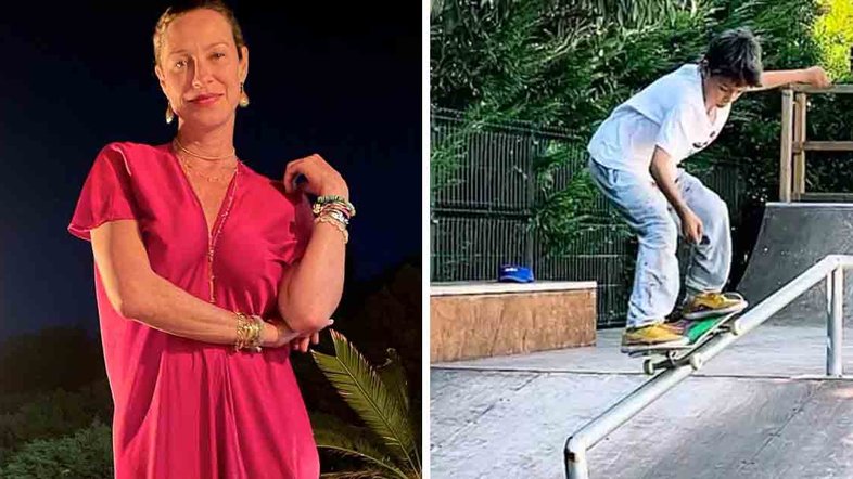 Luana Piovani se incomoda com filho praticar skate sem proteção