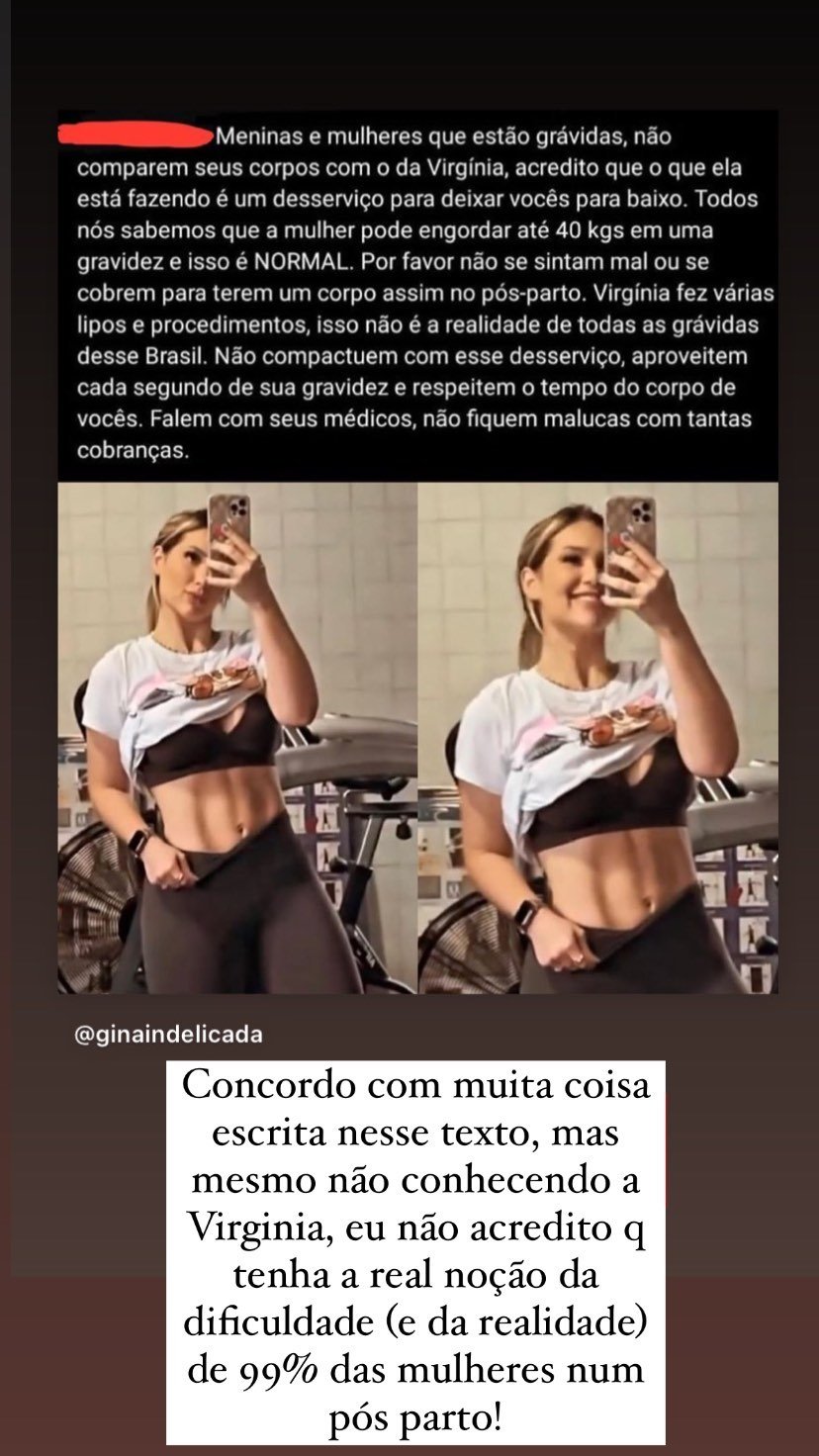 Sthefany Brito fala de barriga chapada de Virgínia após dar à luz: ‘Pressão horrorosa’