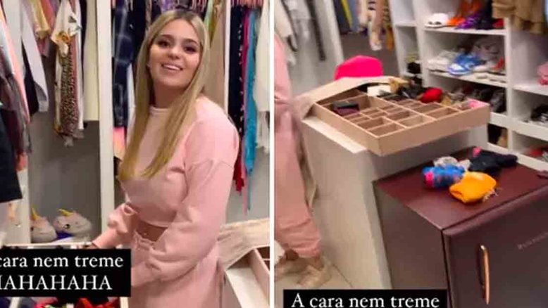 Viih Tube mostra closet de novo apartamento, com direito a frigobar
