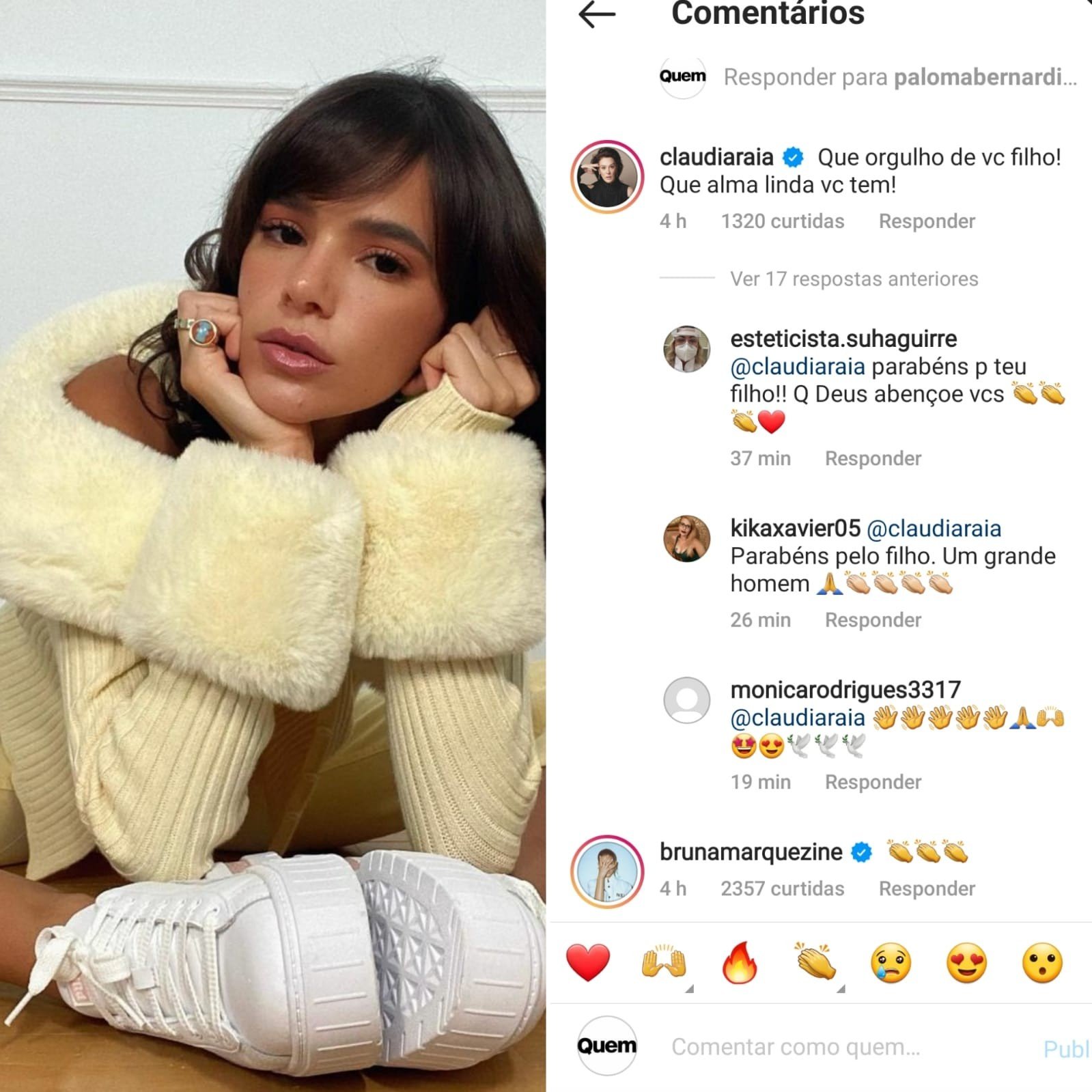 Em meio a rumores de separação, Marquezine aplaude ação solidária de Enzo Celulari