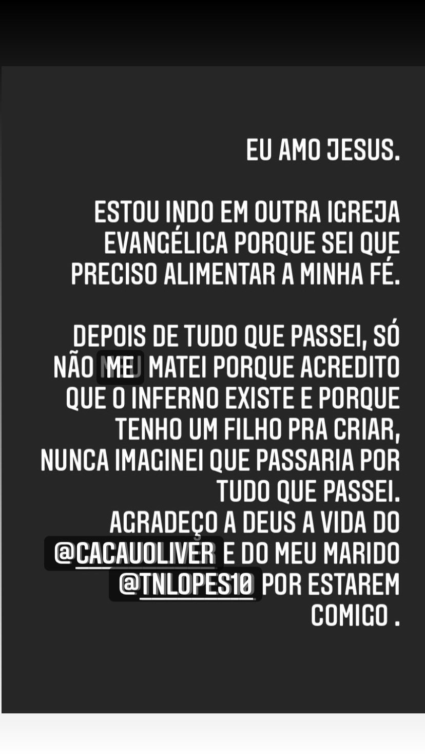 Andressa Urach exibe conversa com Igreja Universal: ‘Não me matei porque acredito no inferno’
