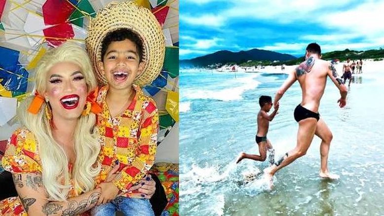Drag queen Aretuza rebate comentários sobre foto com o filho: 'Nos respeitem'