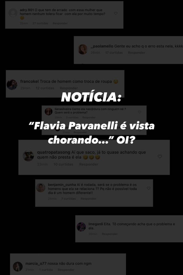 Flávia Pavanelli reage a ataques na internet após fim de namoro: ‘Essas pessoas precisam parar’