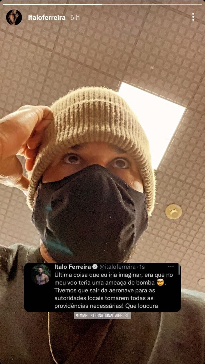 Italo Ferreira relata ameaça de bomba em voo: 'Tivemos que sair da aeronave' 4 Italo Ferreira relata ameaça de bomba em voo: 'Tivemos que sair da aeronave'