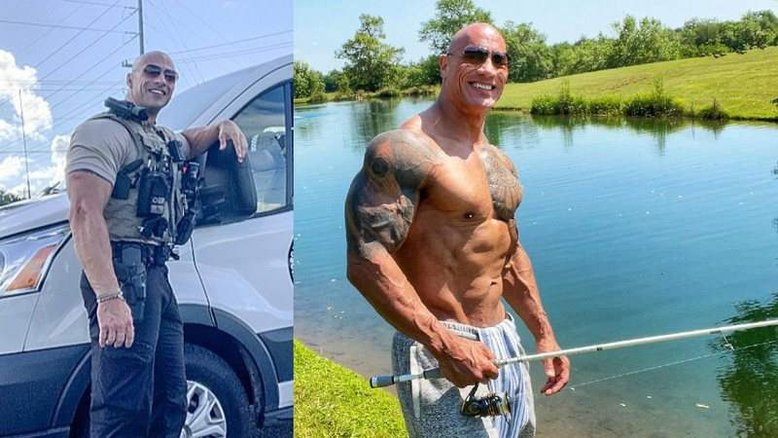 The Rock se impressiona com sósia policial: 'Oh, merd*'