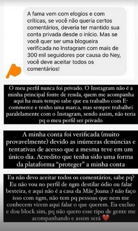 Affair de Neymar rebate ataques na internet: ‘Aqui não é casa da mãe Joana’