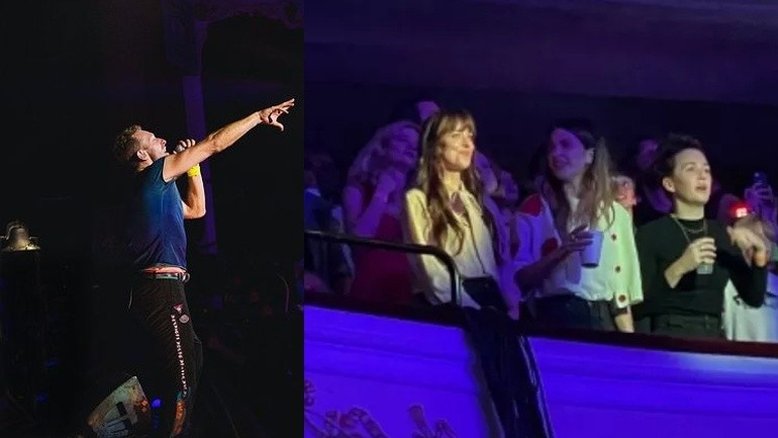 Chris Martin se declara a Dakota Johnson, de '50 Tons', em show do Coldplay