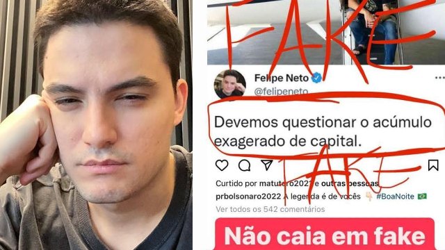 Felipe Neto rebate fake news de 'discípulos de Bolsonaro': 'Cortaram o tweet'