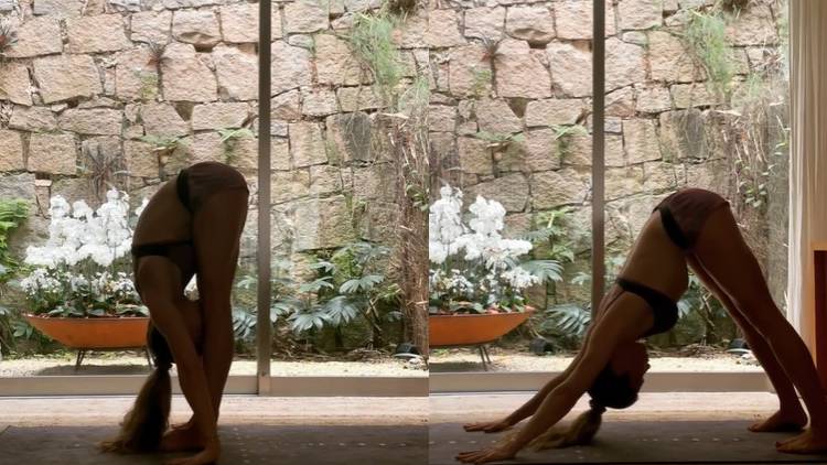 Grazi Massafera surpreende com elasticidade em poses de ioga; assista
