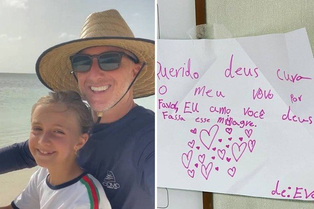 Luciano Huck mostra carta de Eva para pai de Angélica, internado após AVC