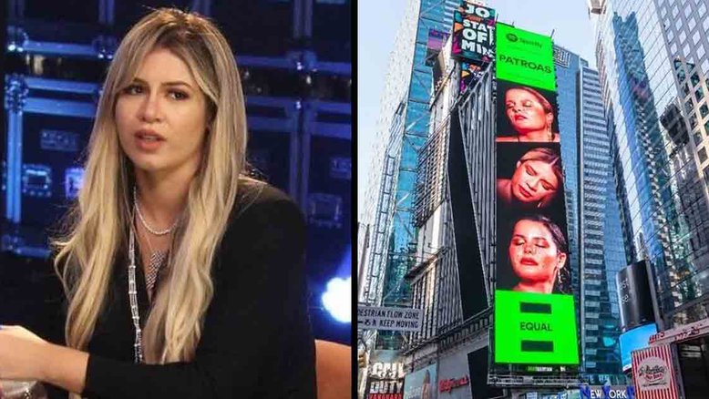 Marília Mendonça se emociona com outdoor em Nova York