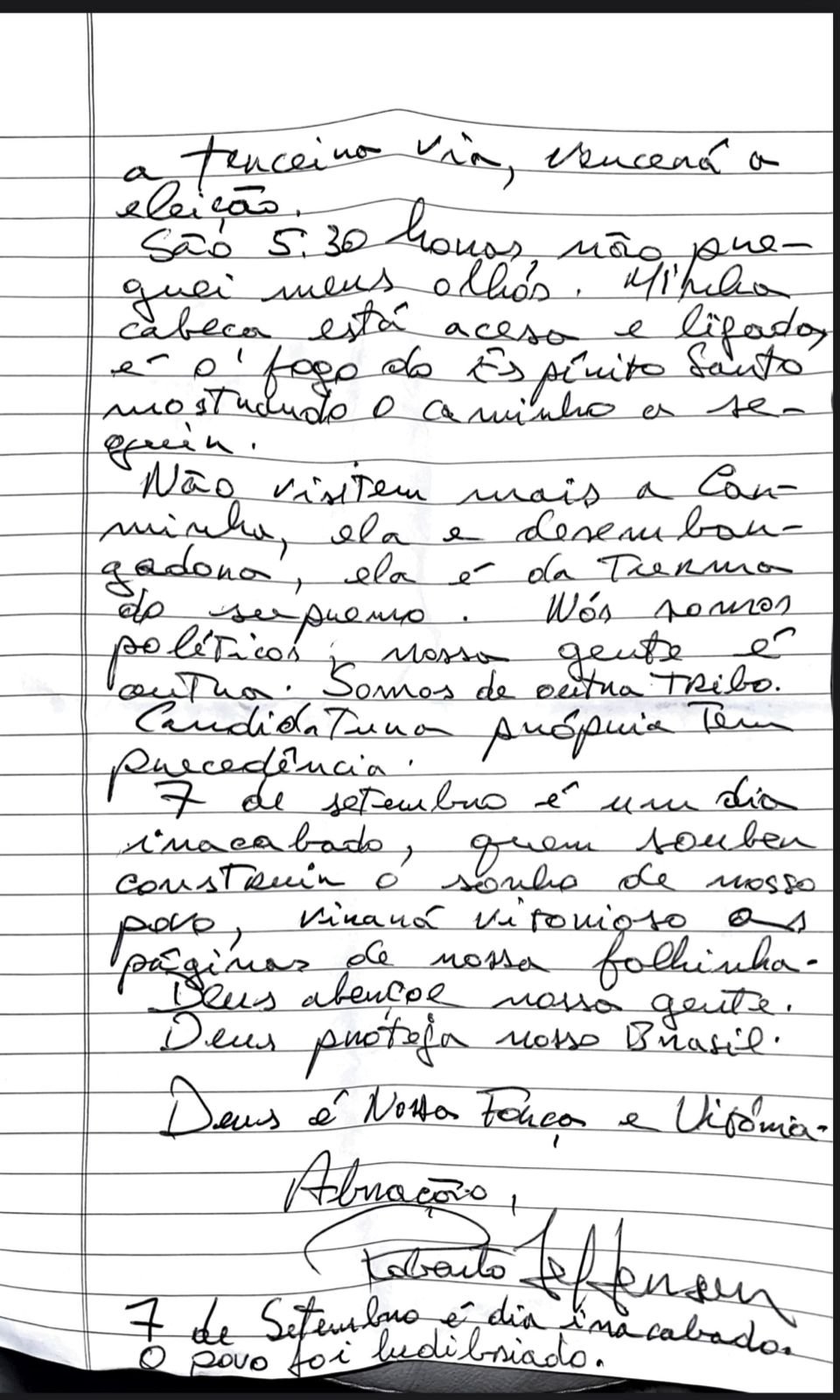 Em carta, Jefferson indica rompimento com Bolsonaro