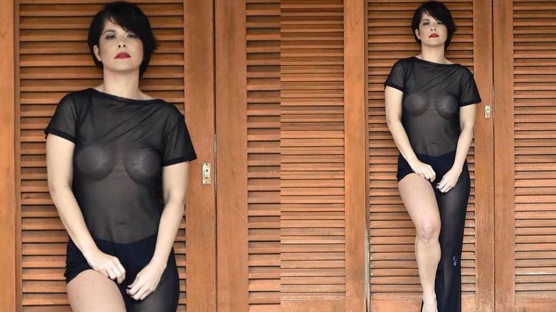 Samara Felippo posa com look transparente e brinca com o frio: Vou trocar