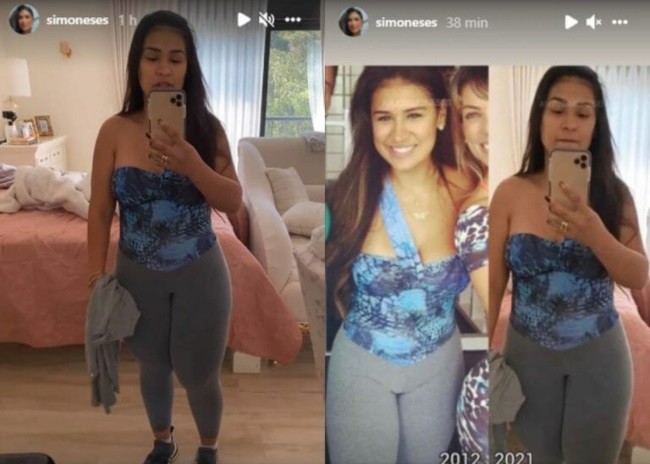 Fazendo dieta, Simone celebra perda de peso ao usar roupa justa