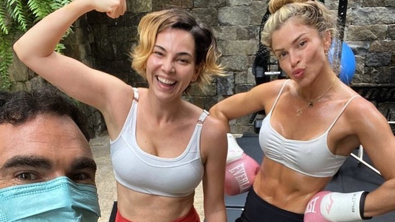 Tainá Muller treina com Grazi Massafera e brinca: "Perdi a pose"