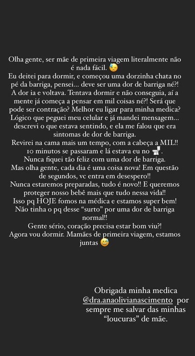 'Nunca fiquei tão feliz com uma dor de barriga', revela Bárbara Evans após susto durante gravidez 4 'Nunca fiquei tão feliz com uma dor de barriga', revela Bárbara Evans após susto durante gravidez
