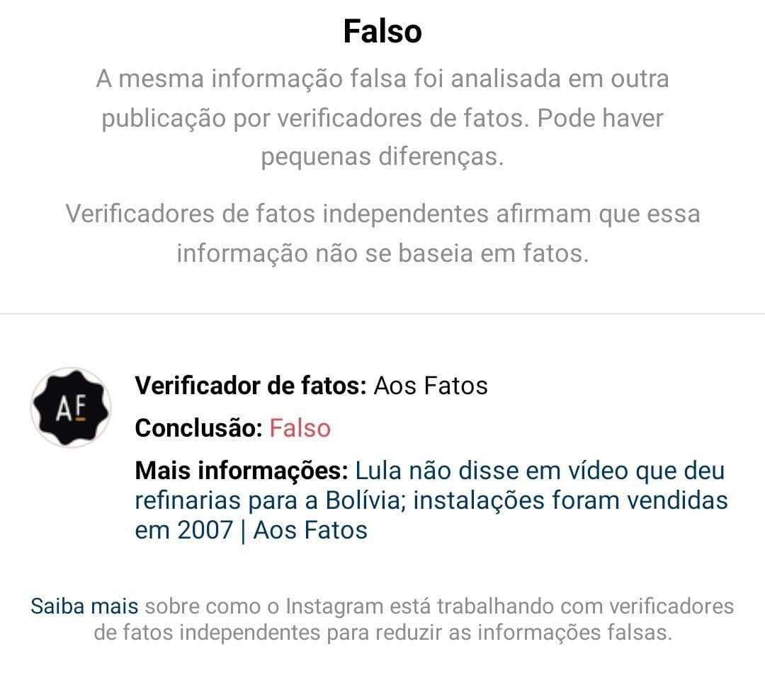 Instagram restringe duas publicações com conteúdo falso de Carlos Bolsonaro 8 Instagram restringe duas publicações com conteúdo falso de Carlos Bolsonaro