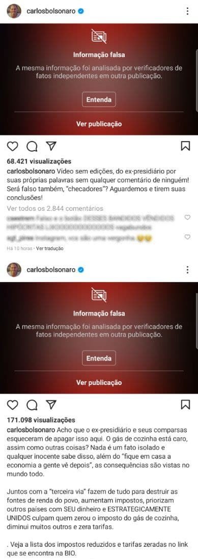 Instagram restringe duas publicações com conteúdo falso de Carlos Bolsonaro 7 Instagram restringe duas publicações com conteúdo falso de Carlos Bolsonaro
