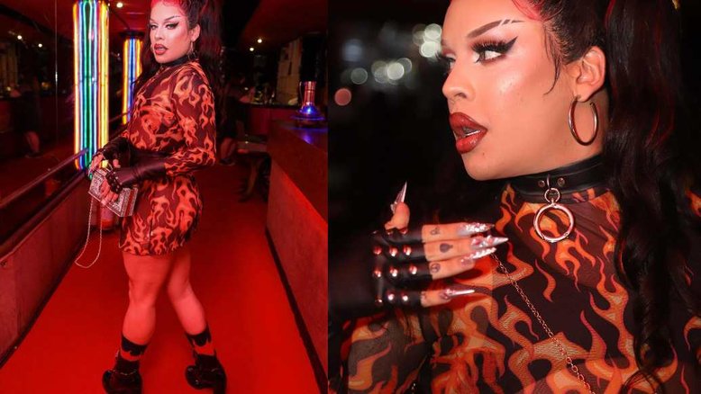 Gloria Groove aposta em look ousado ‘em chamas’