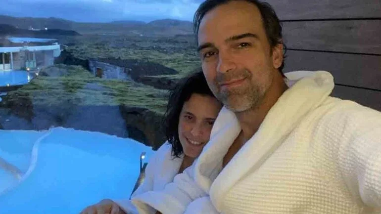 Tadeu Schmidt e esposa curtem viagem para Islândia