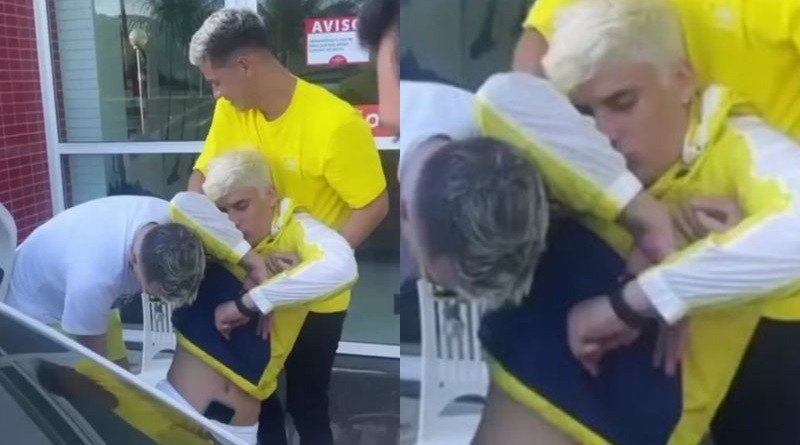 Após "porre", Tiago Ramos, ex-padrasto de Neymar, é carregado por amigos