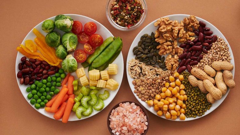 pratos com alimentos saudáveis, saúde intestinal
