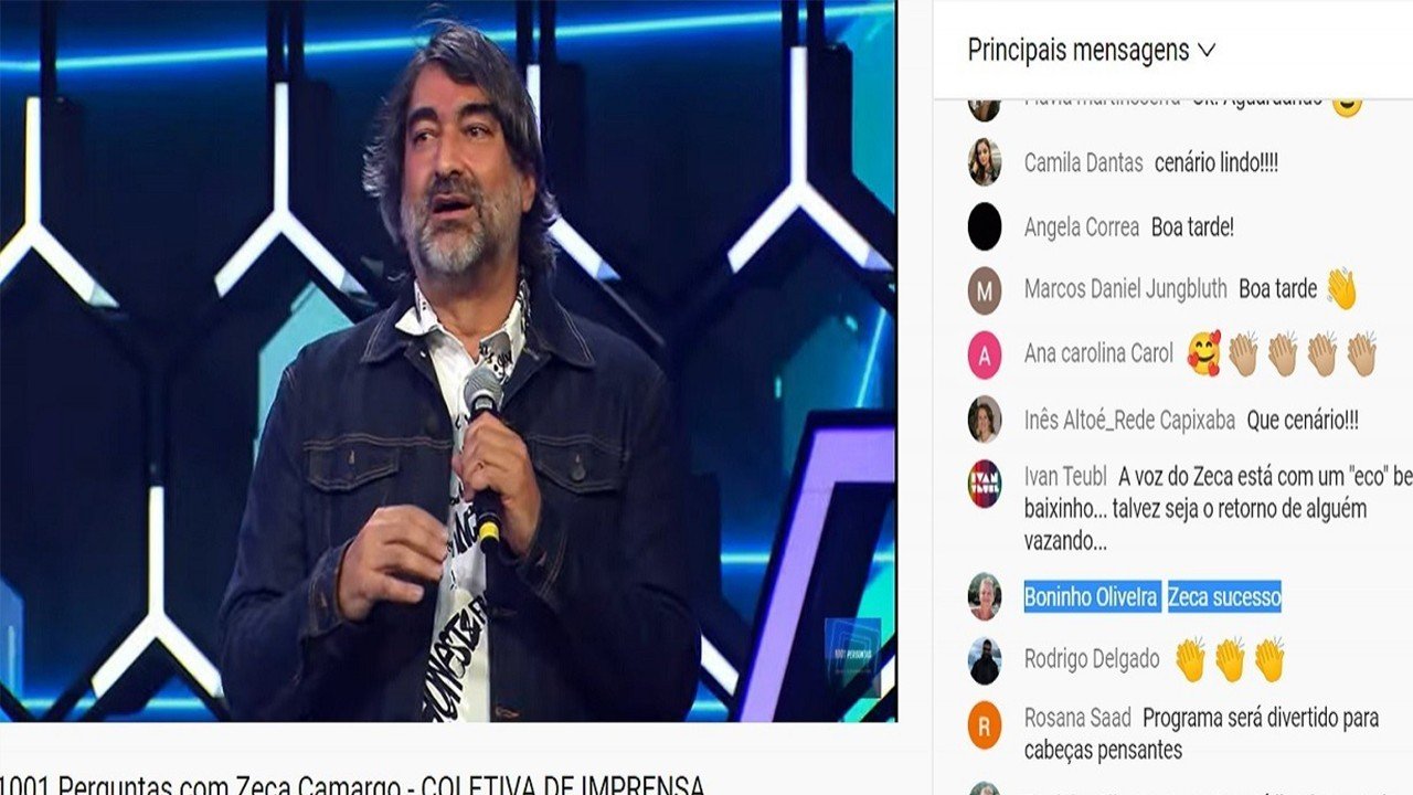 Boninho 'aparece' em coletiva de Zeca Camargo e deseja boa sorte ao amigo na Band 4 Boninho 'aparece' em coletiva de Zeca Camargo e deseja boa sorte ao amigo na Band