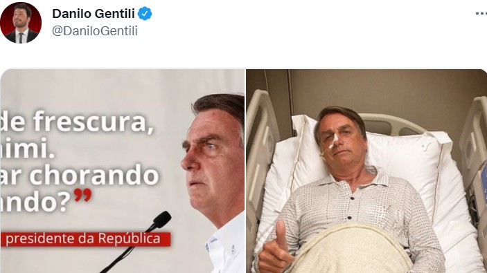 Gentili ironiza nova internação de Bolsonaro com discurso do 'mimimi'