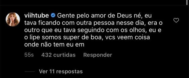 Viih Tube nega ciúmes de Lipe Ribeiro: ‘Pelo o amor de Deus’