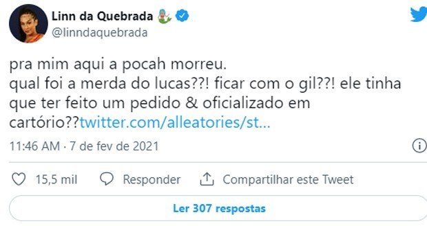 Pocah abandona torcida por Linn da Quebrada no BBB22 após ler tweets antigos: 'Papel de trouxa' 10 Pocah abandona torcida por Linn da Quebrada no BBB22 após ler tweets antigos: 'Papel de trouxa'