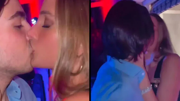 Filho de Faustão troca beijos com namorada em festa de aniversário