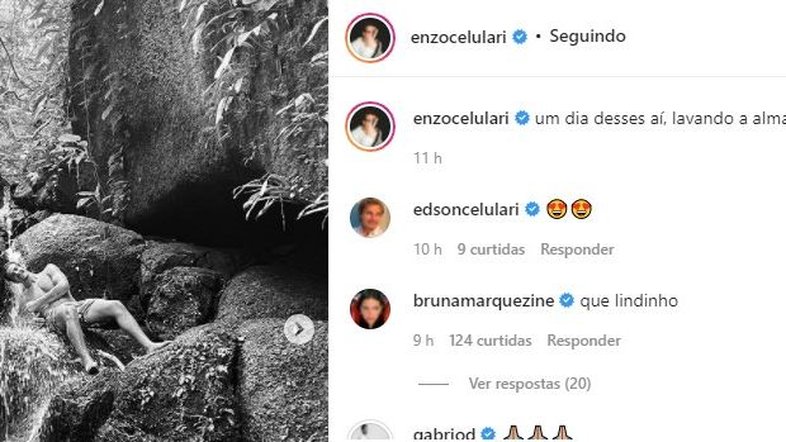 Marquezine elogia o ex Enzo Celulari em foto nas redes: 'Lindinho'