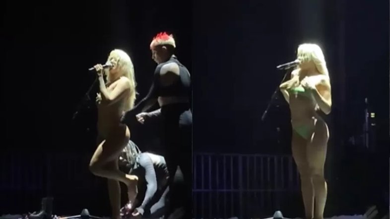 Luísa Sonza tira a roupa em apresentação de parceria com Ludmilla