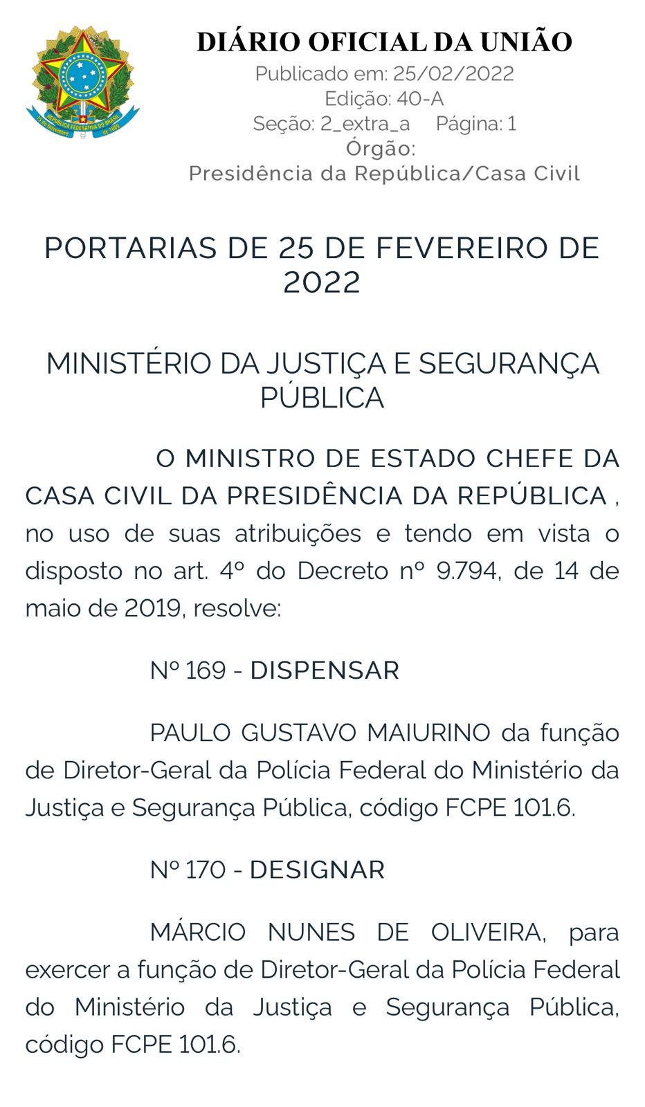Ciro Nogueira troca o diretor geral da PF