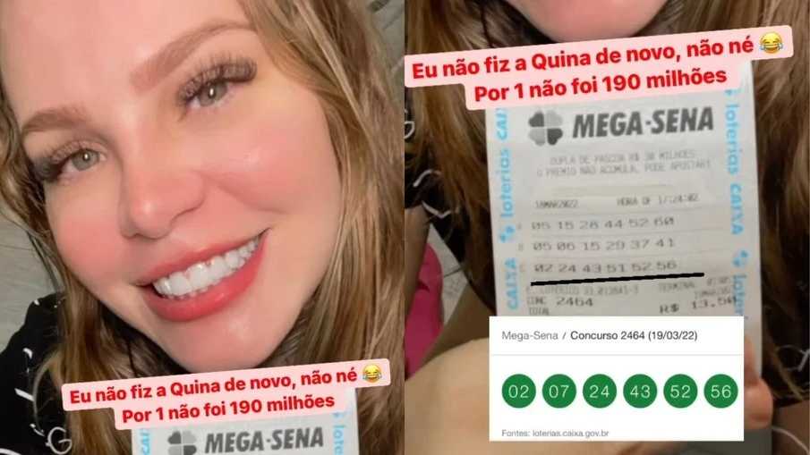 Ex-BBB Paulinha Leite acerta quina na Mega-Sena e quase ganha R$ 190 milhões