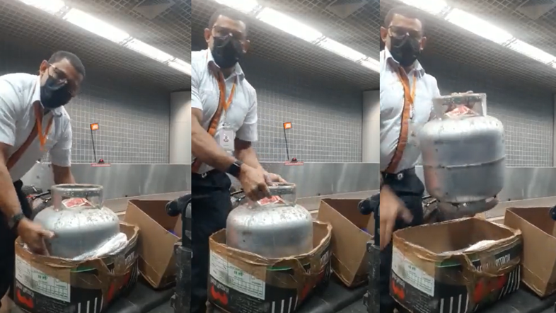 mulher tenta embarcar com botijão e é impedida