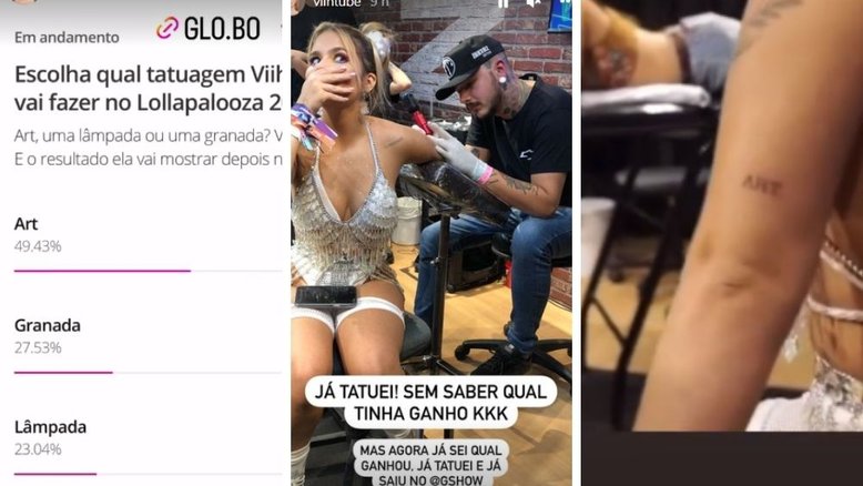 Viih Tube faz tatuagem escolhida pelos fãs no Lollapalooza